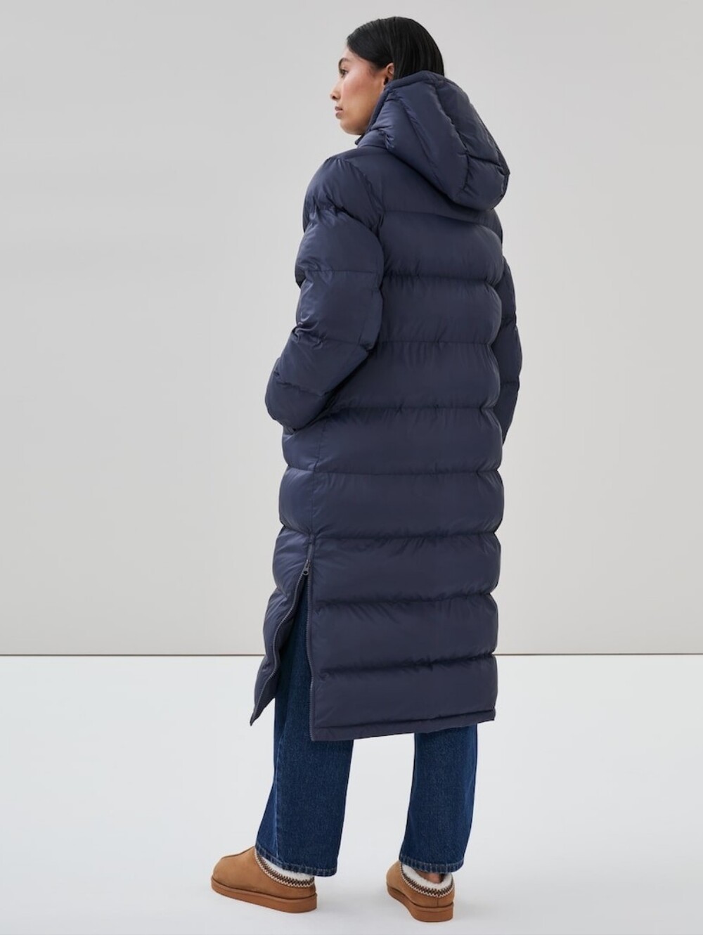 Joe Fresh Hooded Long Puffer Jacket in Navy - Picture 4 of 14